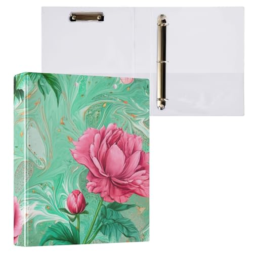 Klemmbrett mit Pfingstrosen, Schmetterlingen, Blumenmuster, 3 runde Ringe, Aktenordner für Bürobedarf, 1 Stück Klemmbrett mit Pfingstrosen, Schmetterlingen, Blumenmuster, 3 runde Ringe, Aktenordner für Bürobedarf, 1 Stück von ODAWA