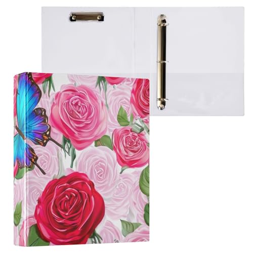 Klemmbrett mit Rosen und Schmetterlingen, 3 Ringbücher für Briefgröße, Papierbinder für Schule und Büro, 1 Stück Klemmbrett mit Rosen und Schmetterlingen, 3 Ringbücher für Briefgröße, Papierbinder für Schule und Büro, 1 Stück von ODAWA