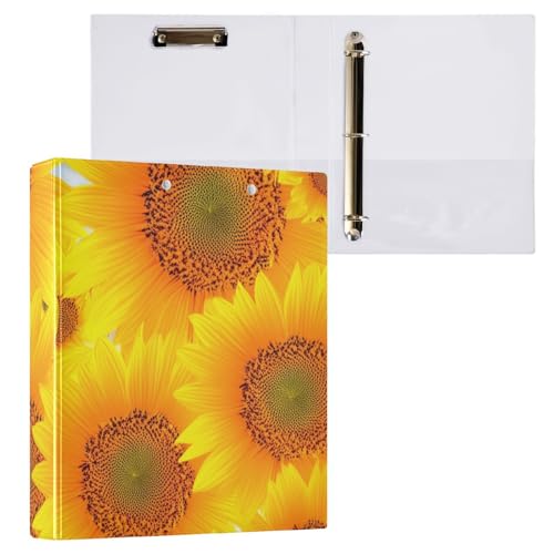Klemmbrett mit Sonnenblumen, gelbe Blütenblätter, rund, 3-Ring-Ordner, Aktenordner für Bürobedarf, 1 Packung von ODAWA