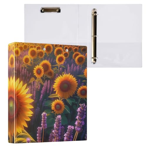 Klemmbrett mit Sonnenblumen und Lavendel, 3-Ringbuch, Organizer für Schule und Büro, 2 Stück von ODAWA