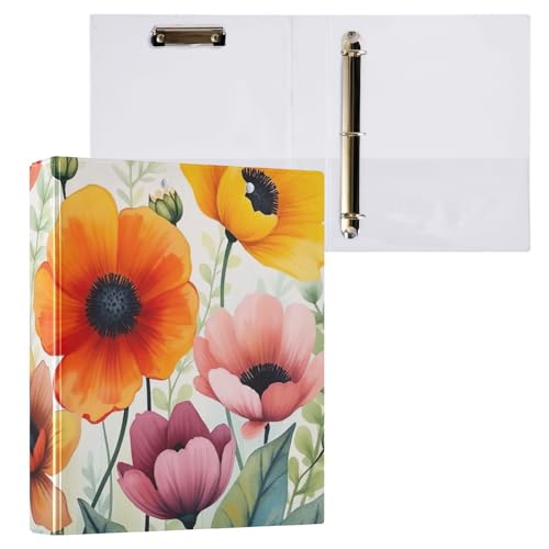 Klemmbrett mit bunten Mohnblumen, rund, 2,5 cm, für Briefgröße (21,6 x 27,9 cm), 2 Stück von ODAWA