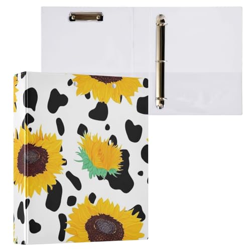 Klemmbrett mit bunten Sonnenblumen, Kuh-Punkten, 3 Ringbücher, Aktenordner für Bürobedarf, 2 Stück Klemmbrett mit bunten Sonnenblumen, Kuh-Punkten, 3 Ringbücher, Aktenordner für Bürobedarf, 2 Stück von ODAWA