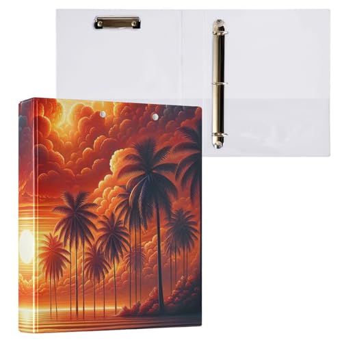 Klemmbrett mit drei Ringen, Motiv: tropischer Sonnenuntergang, für Schule und Büro, 2 Stück von ODAWA