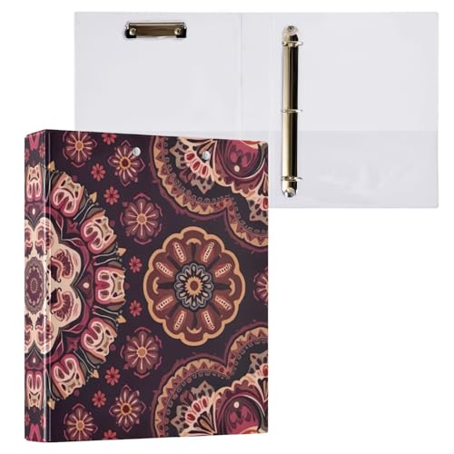 Klemmbrett mit drei Ringen, Vintage-Mandala-Blumenmuster, 2,5 cm, rund, 2 Stück Klemmbrett mit drei Ringen, Vintage-Mandala-Blumenmuster, 2,5 cm, rund, 2 Stück von ODAWA