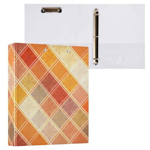 Klemmbrett mit geometrischem Raster, Orange, Hellbeige, 3-Ringbinder, 2,5 cm, Ordner, Organizer für Briefgröße (21,6 x 27,9 cm), 2 Stück von ODAWA