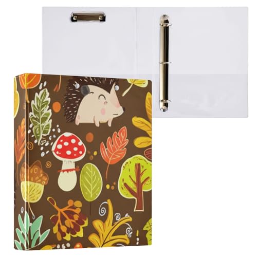 Klemmbrett mit niedlichem Cartoon-Igel, rund, 3-Ring-Ordner, 2,5 cm, für Briefgröße (21,6 x 27,9 cm), 1 Stück von ODAWA