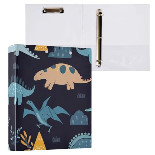 Klemmbrett mit niedlichem Dinosaurier-Motiv, 3-Ringordner mit Klemmbrett, 2,5 cm, für Briefgröße (21,6 x 27,9 cm), 2 Stück von ODAWA