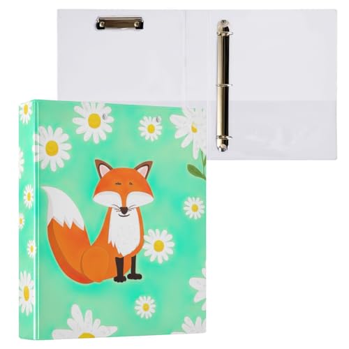 Klemmbrett mit niedlichen Cartoon-Füchsen, Gänseblümchen, Grün, Ringbuch, Organizer für Schule und Büro, 2 Stück Klemmbrett mit niedlichen Cartoon-Füchsen, Gänseblümchen, Grün, Ringbuch, Organizer für Schule und Büro, 2 Stück von ODAWA