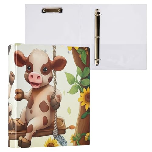 Klemmbrett mit niedlichen Kühen und Sonnenblumen, 3 Ringbinder, Aktenordner für Bürobedarf, 1 Packung Klemmbrett mit niedlichen Kühen und Sonnenblumen, 3 Ringbinder, Aktenordner für Bürobedarf, 1 Packung von ODAWA
