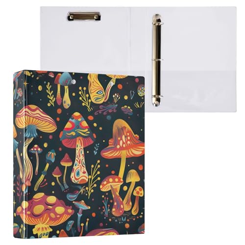 Klemmbrett mit psychedelischen Cartoon-Pilzen, 3 runde Ringe, Ordner für Schule und Büro, 2 Stück Klemmbrett mit psychedelischen Cartoon-Pilzen, 3 runde Ringe, Ordner für Schule und Büro, 2 Stück von ODAWA