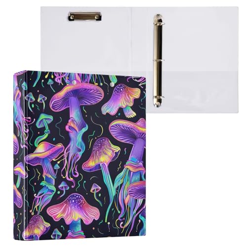 Klemmbrett mit psychedelischen Pilzen, rund, 3-Ring-Ordner für Briefgröße (21,6 x 27,9 cm), 1 Packung von ODAWA