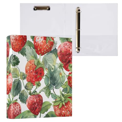 Klemmbrett mit roten Erdbeeren, grünen Blättern, 3-Ringbuch für Briefgröße (21,6 x 27,9 cm), 1 Packung von ODAWA