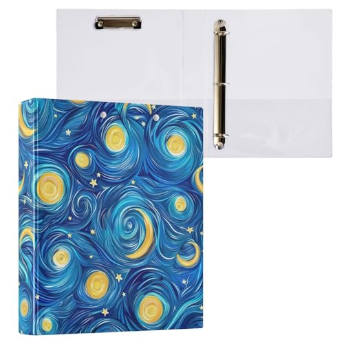 Klemmbrettbinder mit 3 Ringen, Blau, Sternennacht, hält 200 Blatt, Aktenordner für Schul- und Bürobedarf, 1 Packung von ODAWA