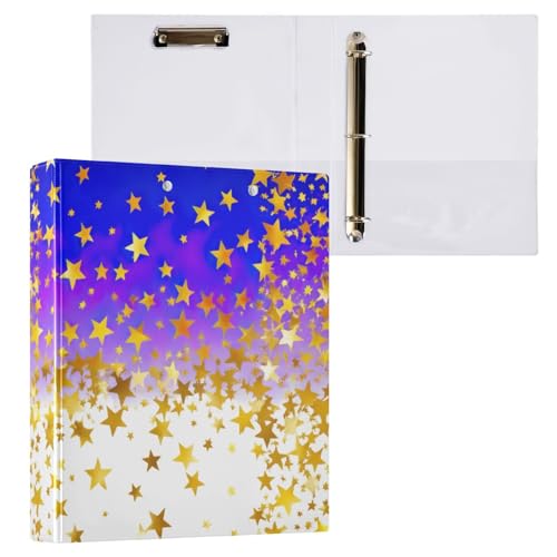 Klemmbrettbinder mit 3 Ringen, goldfarben, Sterne, 2,5 cm, Dunkelblau, 1 Stück von ODAWA