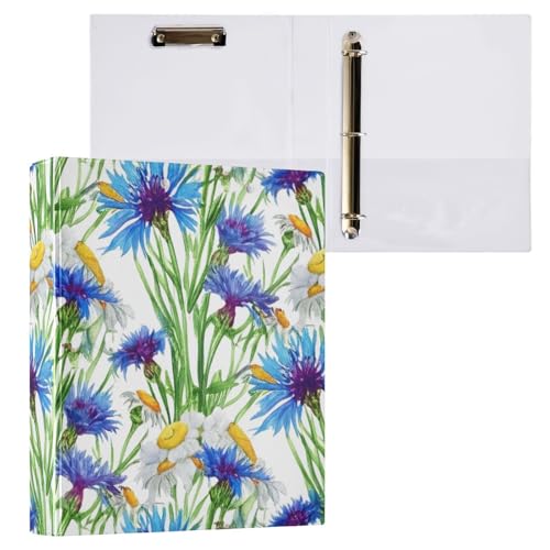 Klemmbrettbuch mit 3 Ringen, für Briefgröße, Papierordner für Bürobedarf, Blau, Kornblumen, Weiß, Gänseblümchen, 2 Stück Klemmbrettbuch mit 3 Ringen, für Briefgröße, Papierordner für Bürobedarf, Blau, Kornblumen, Weiß, Gänseblümchen, 2 Stück von ODAWA