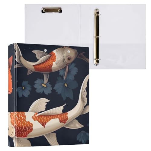 Koi Fish Klemmbrett mit drei Ringen, für Schule und Büro, Schwarz, 1 Stück von ODAWA