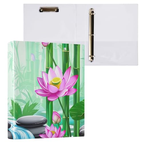 Lotus Garden Green Binder Klemmbrett 3 runde Ringe Ordner 2,5 cm Ordner Organizer für Briefgröße (21,6 x 27,9 cm), 2 Stück von ODAWA