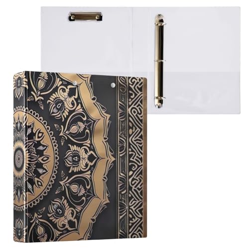 Mandala-Gold-Klemmbrett, 3-Ringbuch, hält 200 Blatt, 2,5 cm, runde Ringe, Ordner, Organizer, 1 Stück Mandala-Gold-Klemmbrett, 3-Ringbuch, hält 200 Blatt, 2,5 cm, runde Ringe, Ordner, Organizer, 1 Stück von ODAWA