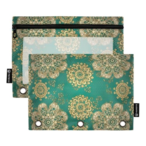 Mandala-Ordnertaschen für 3-Ringbücher mit verstärkten Ösen, für Schule, Klassenzimmer, 2 Stück von ODAWA