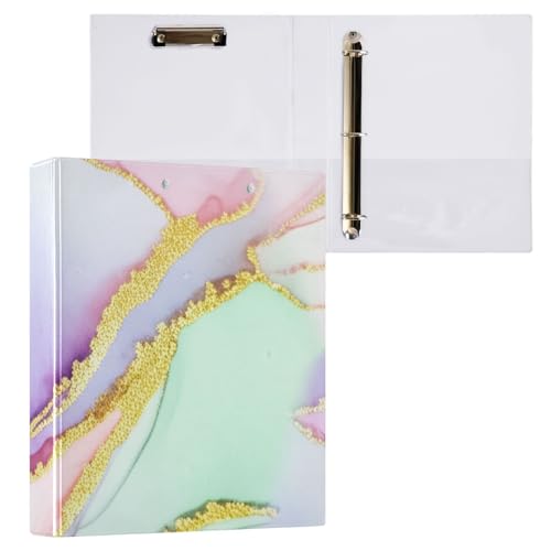 Marmor-Pastell-Klemmbrett mit drei Ringbüchern, Ordner mit Profil-Klemmbrett, 2,5 cm, runde Ringe, Ordner, Organizer, 1 Stück Marmor-Pastell-Klemmbrett mit drei Ringbüchern, Ordner mit Profil-Klemmbrett, 2,5 cm, runde Ringe, Ordner, Organizer, 1 Stück von ODAWA