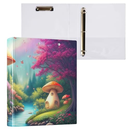 Mushroom Village Klemmbrett mit 3 Ringen, hält 200 Blatt, 2,5 cm, runde Ringbinder, Organizer, 2 Stück Mushroom Village Klemmbrett mit 3 Ringen, hält 200 Blatt, 2,5 cm, runde Ringbinder, Organizer, 2 Stück von ODAWA