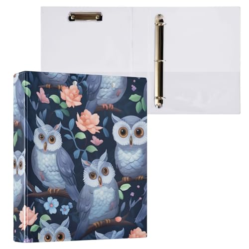 Mystic Owl Klemmbrett mit drei Ringbüchern, Organizer für Schule und Büro, Marineblau, 1 Stück von ODAWA