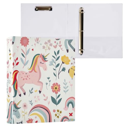 Niedliche Einhorn-Blumen, Drei-Ringordner mit Profil-Klemmbrett (21,6 x 27,9 cm), 1 Packung von ODAWA