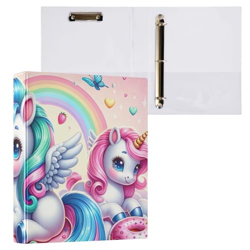 Niedliche Einhorn-Donuts, rosa Drei-Ringordner mit Profil-Klemmbrett, Organizer, 1 Packung Niedliche Einhorn-Donuts, rosa Drei-Ringordner mit Profil-Klemmbrett, Organizer, 1 Packung von ODAWA