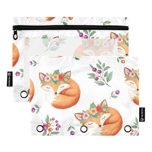 Niedliche Fuchs-Bindertaschen, 2 Stück, 3-Ringbuch-Tasche mit glattem Reißverschluss, transparentes Fenster, Federmäppchen für Ordner Niedliche Fuchs-Bindertaschen, 2 Stück, 3-Ringbuch-Tasche mit glattem Reißverschluss, transparentes Fenster, Federmäppchen für Ordner von ODAWA