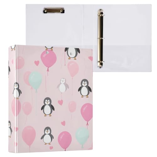 Niedliche Pinguine, Luftballons, Pink, 3-Ringordner, Organizer für Schule und Büro, 1 Stück von ODAWA