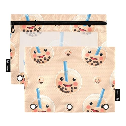 Niedliche Rosy Cheeks Binder-Bleistifttasche, 2 Stück, 3-Ringbuch-Zubehör mit transparentem Fenster Niedliche Rosy Cheeks Binder-Bleistifttasche, 2 Stück, 3-Ringbuch-Zubehör mit transparentem Fenster von ODAWA