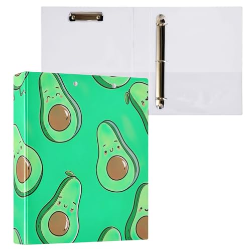 Niedliches Avocados grünes Klemmbrett mit 3 Ringen, Aktenordner für Bürobedarf, 1 Packung von ODAWA