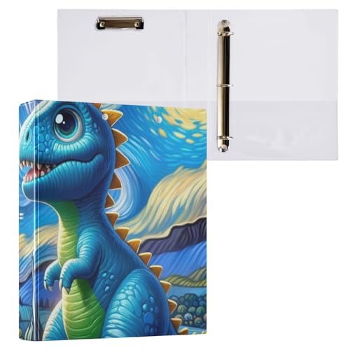 Niedliches Dino-Ordner-Klemmbrett mit 3-Ringen, hält 200 Blatt, 2,5 cm Ordner, Organizer für Briefformen (21,6 x 27,9 cm), 2 Stück von ODAWA