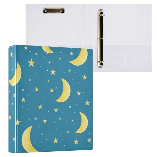 Niedliches Klemmbrett mit Mond und Sternen, 3 Ringordner, Organizer für Schule und Büro, 1 Stück von ODAWA