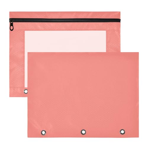 Ordnertaschen mit Reißverschluss für 3-Ringordner, Schule, Bürobedarf, Korallenrosa, 2 Stück Ordnertaschen mit Reißverschluss für 3-Ringordner, Schule, Bürobedarf, Korallenrosa, 2 Stück von ODAWA