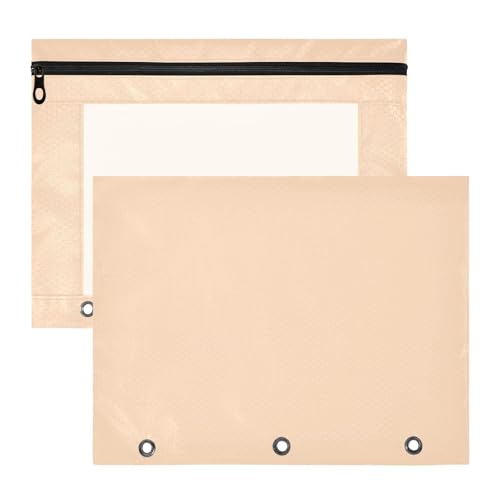 Peach Puff Bindertaschen mit Reißverschluss für 3-Ringbuch, Schule, Klasse, Büro, Organizer, 2 Stück von ODAWA