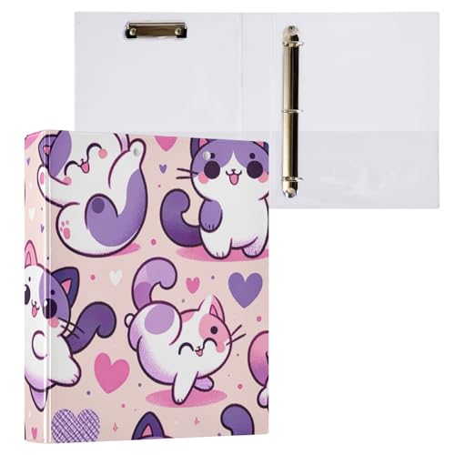 Playful Kitten Heartsl Klemmbrettbinder mit drei Ringen, Ordner mit Profil, Klemmbrett, Organizer für Schule und Büro, 2 Stück Playful Kitten Heartsl Klemmbrettbinder mit drei Ringen, Ordner mit Profil, Klemmbrett, Organizer für Schule und Büro, 2 Stück von ODAWA