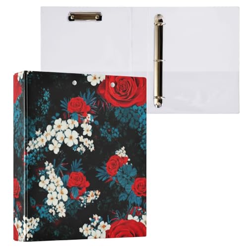 Red Roses Klemmbrettbuch, rund, 3-Ring-Ordner, Aktenordner für Schul- und Bürobedarf, 1 Packung von ODAWA