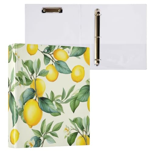 Ringbuch mit drei Ringen, Blumenmuster, Zitronengelb, 21,6 x 27,9 cm, 2 Stück Ringbuch mit drei Ringen, Blumenmuster, Zitronengelb, 21,6 x 27,9 cm, 2 Stück von ODAWA