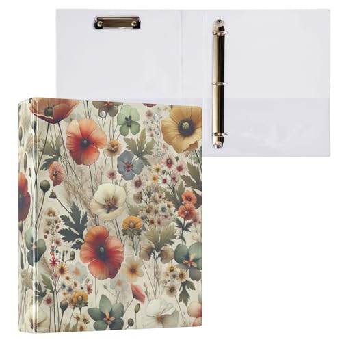 Ringordner mit 3 Ringen, Blumenmuster, Aquarellfarben, mit Profil, Klemmbrett, Organizer, 1 Stück Ringordner mit 3 Ringen, Blumenmuster, Aquarellfarben, mit Profil, Klemmbrett, Organizer, 1 Stück von ODAWA