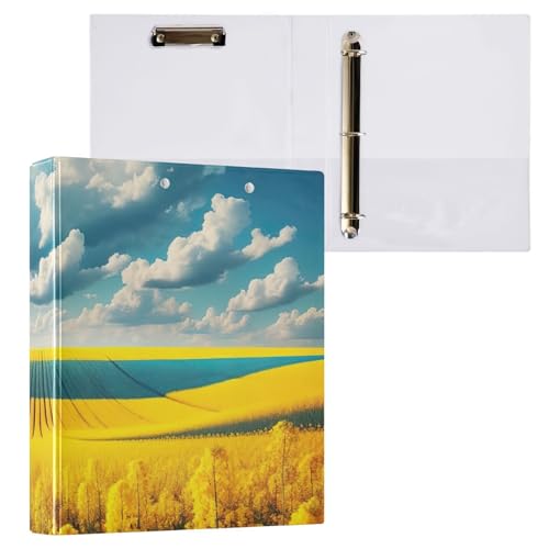 Ringordner mit 3 Ringen, Wolkige Sonnenblumen, mit Profil-Klemmbrett (21,6 x 27,9 cm), 1 Packung von ODAWA