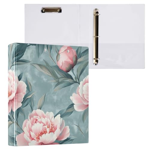 Ringordner mit drei Ringen, Blumen-Pfingstrosen, mit Profil, Klemmbrett, Dateiordner für Schul- und Bürobedarf, 1 Packung von ODAWA