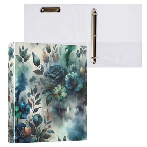 Ringordner mit drei Ringen, Blumenmuster, Aquarell-Grün, mit Profil, Klemmbrett, Aktenordner für Bürobedarf, 1 Packung von ODAWA