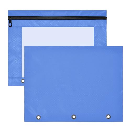 Salvia Federmäppchen mit 3 Löchern, mit glattem Reißverschluss, 31 x 24 cm, Blau, 2 Stück von ODAWA