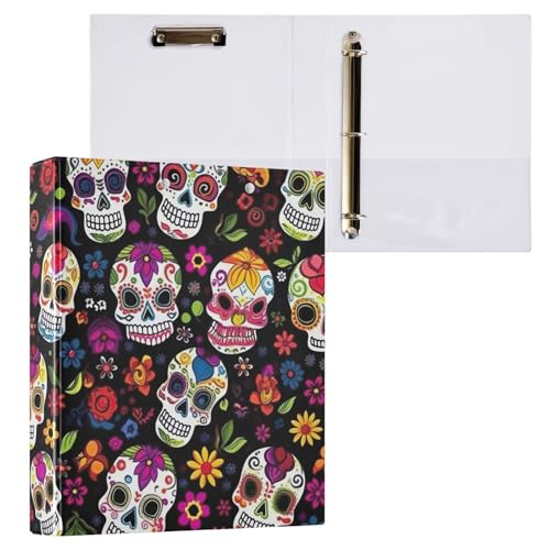 Schwarzer Retro-Totenkopf-Mappe, 3 Ringe, Platz für 200 Blatt Briefgröße (21,6 x 27,9 cm), 2 Stück von ODAWA