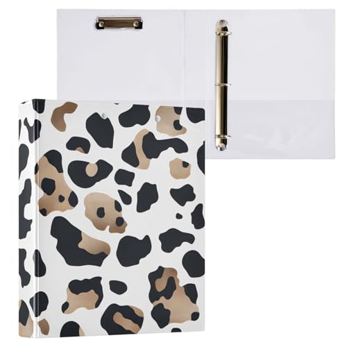 Spotted Klemmbrett, Leopardenmuster, Beige, 3-Ring-Ordner, hält 200 Blatt, Aktenordner für Bürobedarf, 2 Stück von ODAWA