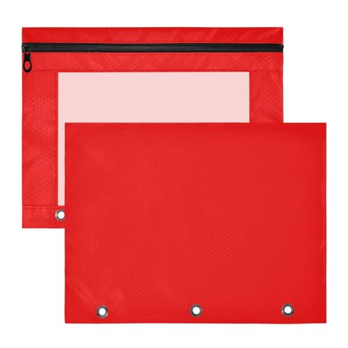 Starke rote Bindertaschen mit Reißverschluss für 3-Ringordner, A4, Reißverschluss-Taschen zur Organisation der Aufbewahrung, 2 Stück von ODAWA