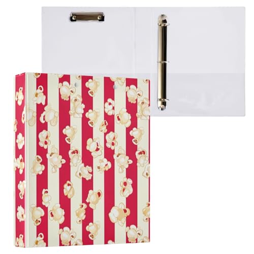 Stripes Popcorn Ringordner mit 3 Ringen, mit Profil, Klemmbrett, Organizer für Schule und Büro, 2 Stück von ODAWA