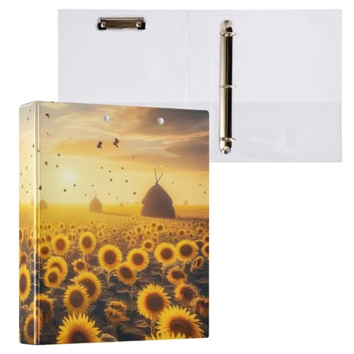 Sunflowers Ukraine Drei-Ringbuchordner mit Profil-Klemmbrett, Aktenordner für Schul- und Bürobedarf, 1 Packung von ODAWA