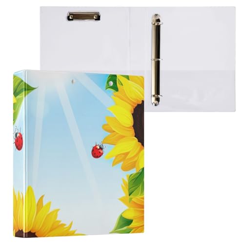 Sunny Sunflower Yellow Binder Klemmbrett, rund, 3-Ringbinder, 2,5 cm, für Briefgröße (21,6 x 27,9 cm), 1 Packung von ODAWA
